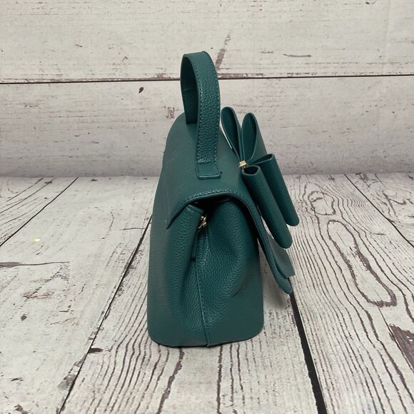 Crossi Green Bow Shoulder Bag Top Handle Adjustable‎ Strap Chic Faux Leather - Picture 4 of 13